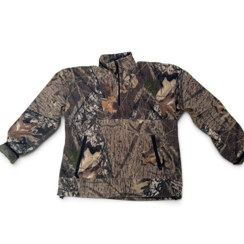 CABELA'S Realtree Mens Fleece Pullover Camo Quarter Zip L Jacket Hunting Camping